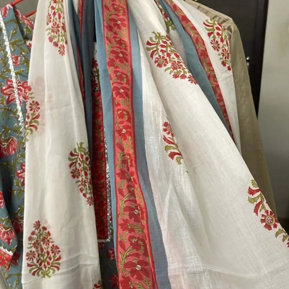 Libas Printed Cotton Straight Kurta with Palazzos & Dupatta | NWOT - Picture 12 of 17